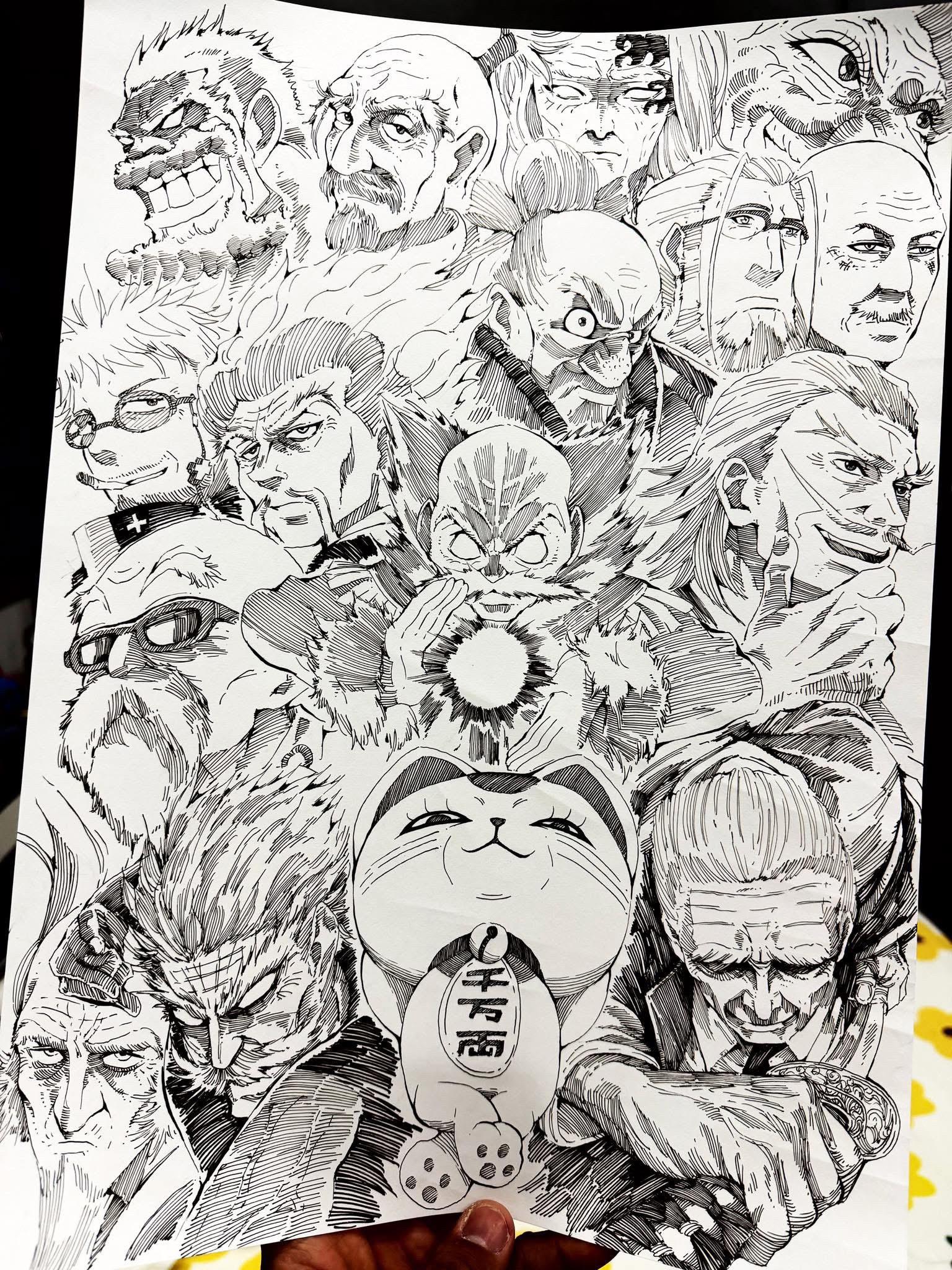 老人。还有好多人物没加进去，有空再画第二张吧，再见2025，明年我将再...