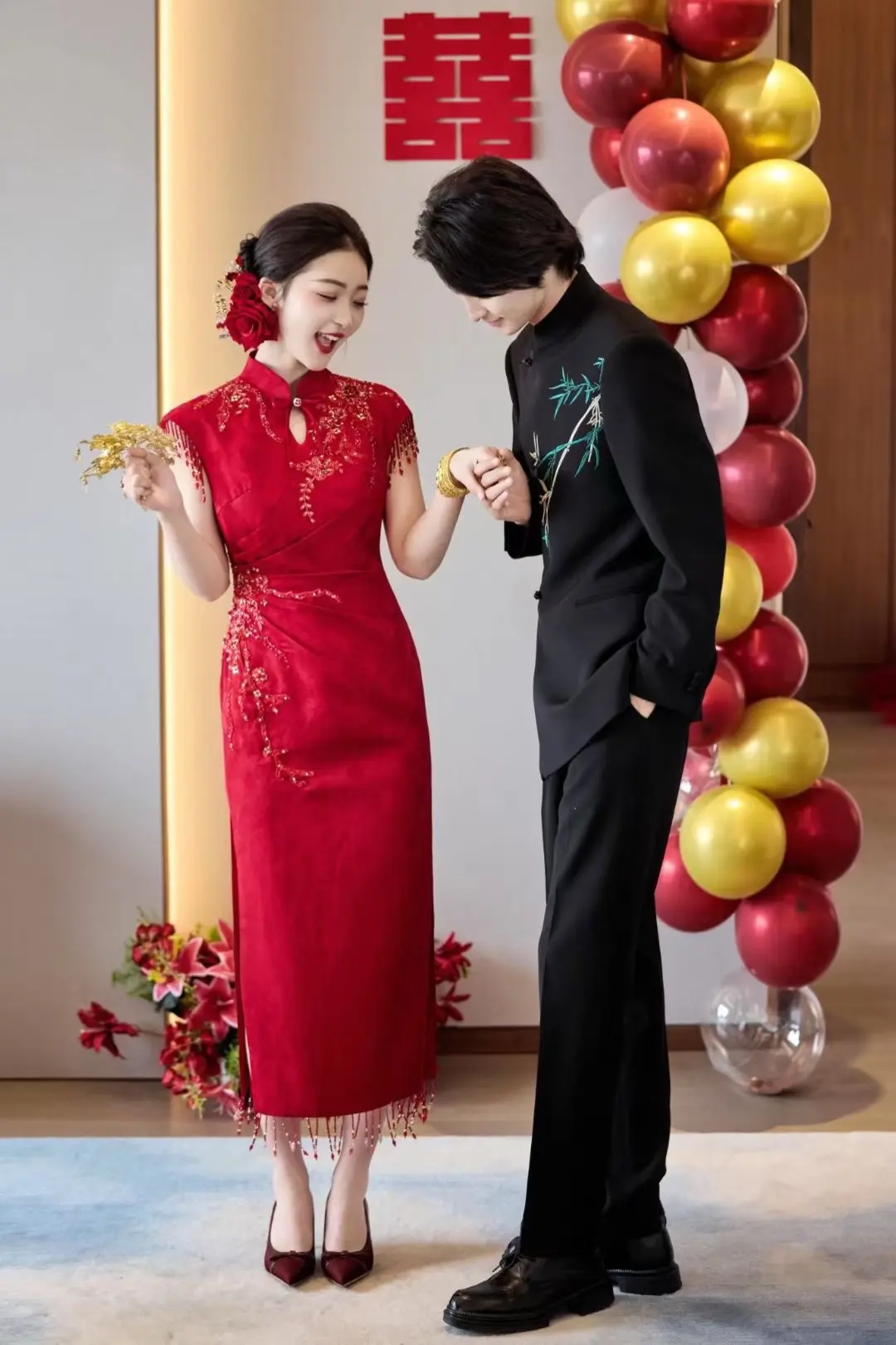订婚妆造。
