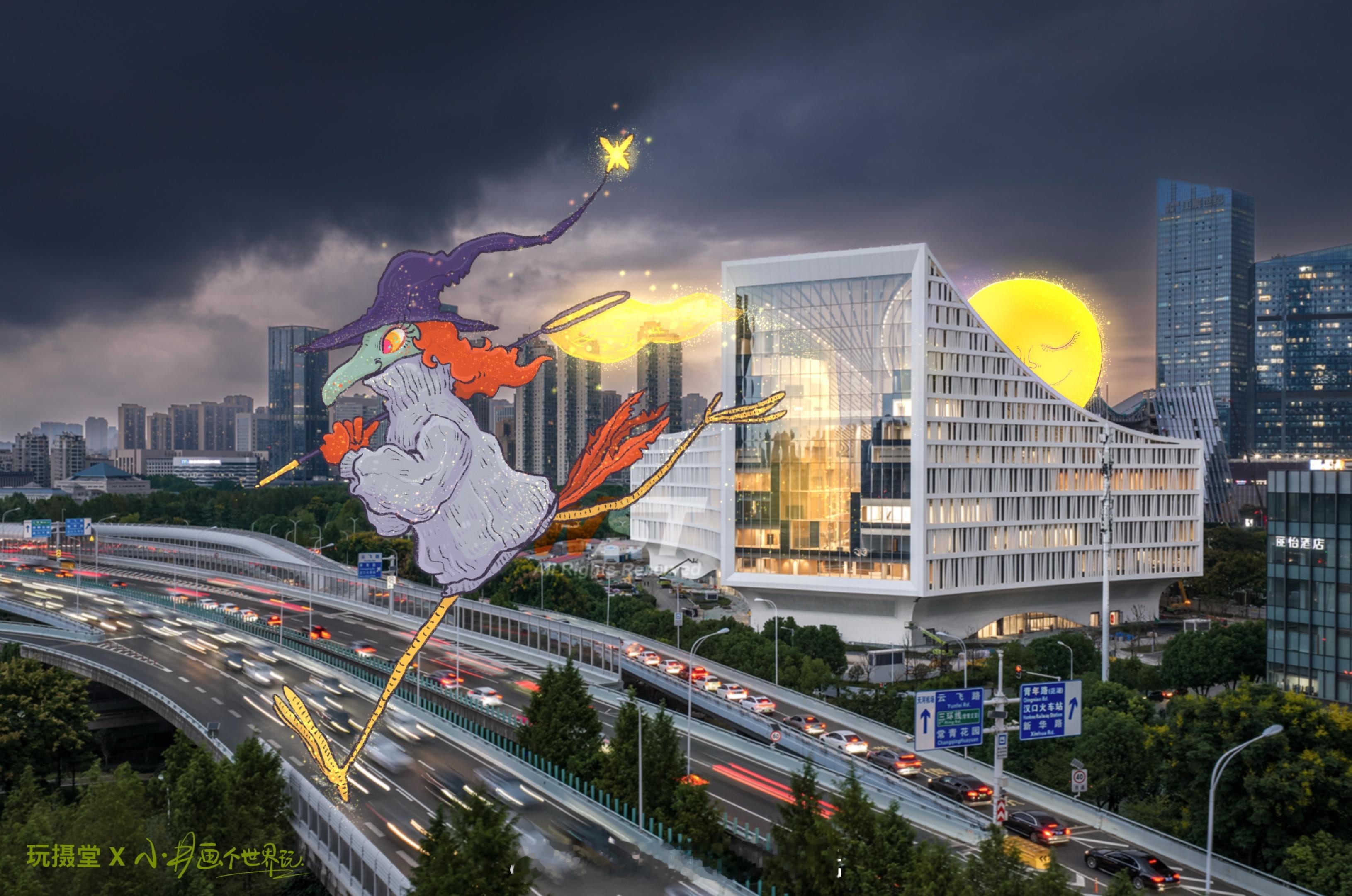 满月了….小井画个世界玩中秋节插画手绘pad绘画武汉图书馆武汉新地标 ​​​