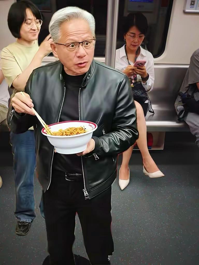 黄仁勋悠闲自在 尽享美食烟火的一天。黄仁勋 英伟达 街头偶遇