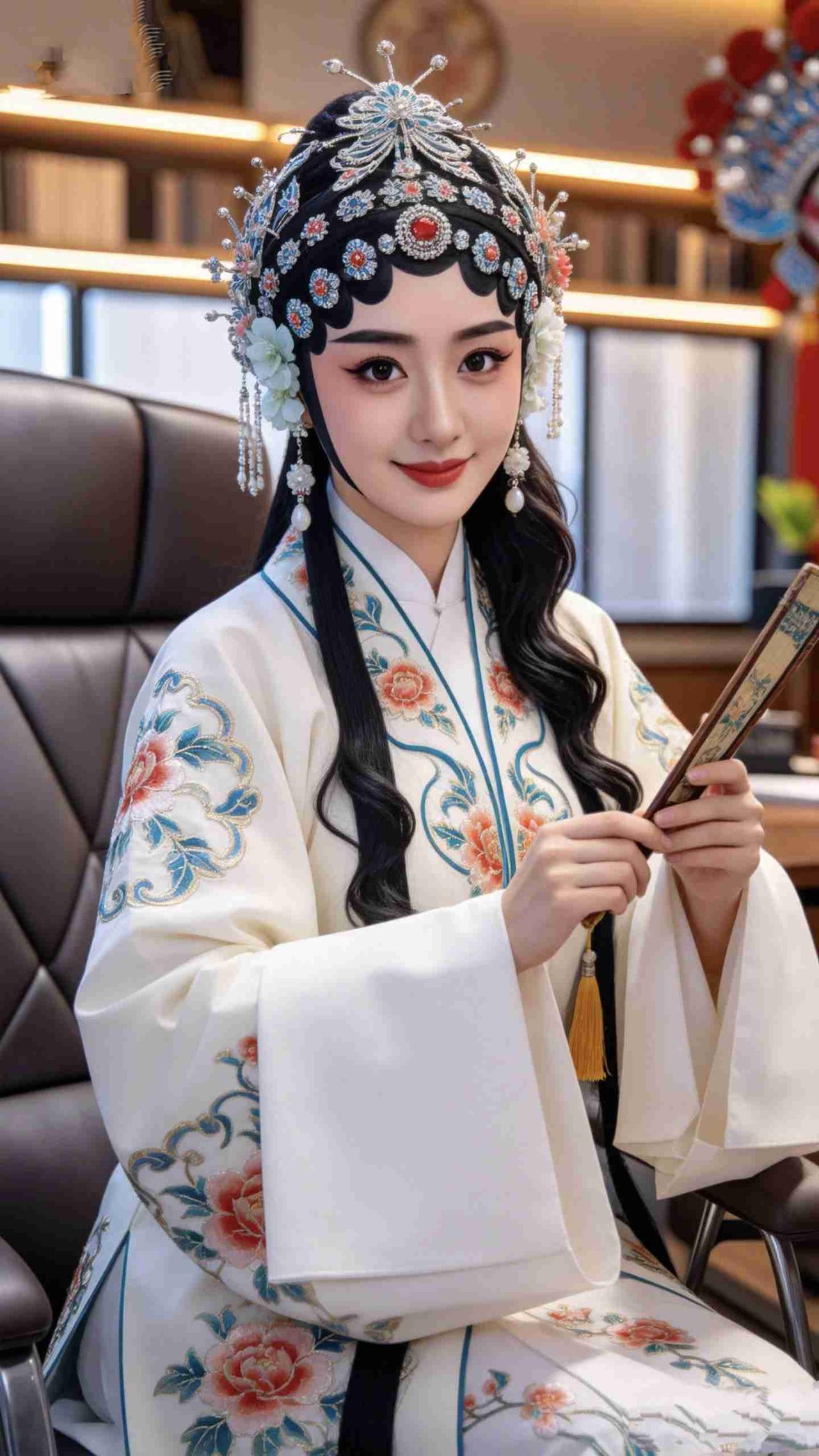 《戏韵新妆》
 
水袖轻扬未抖落
云鬓上，珠翠流光
牡丹绣在素白的衣袂
晕开百年