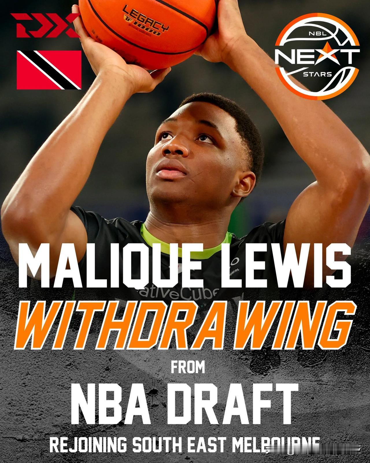 特立尼达和多巴哥前锋Malique Lewis将退出2025年nba选秀 作为N