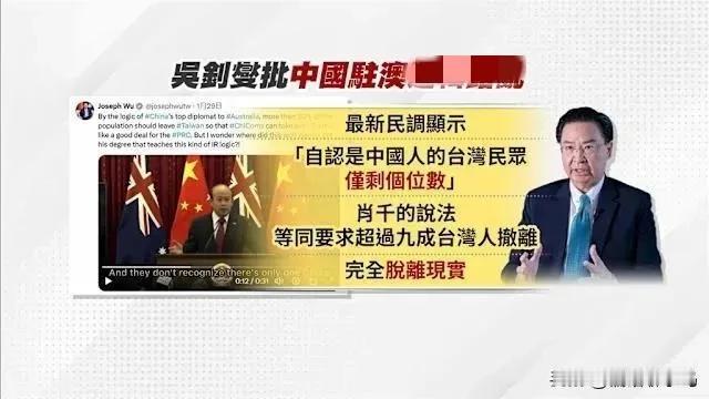 我驻澳大使称：不支持统一就离台  吳釗燮叫嚣认同的民众是个位数 王定宇更是出言不