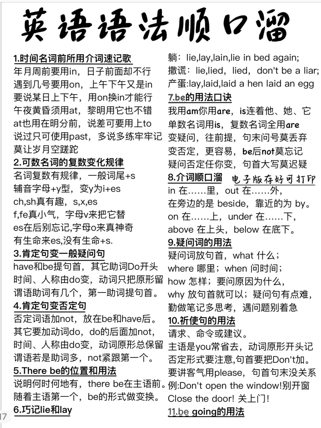 太绝了！零基础英语语法顺口溜！不用死记硬背