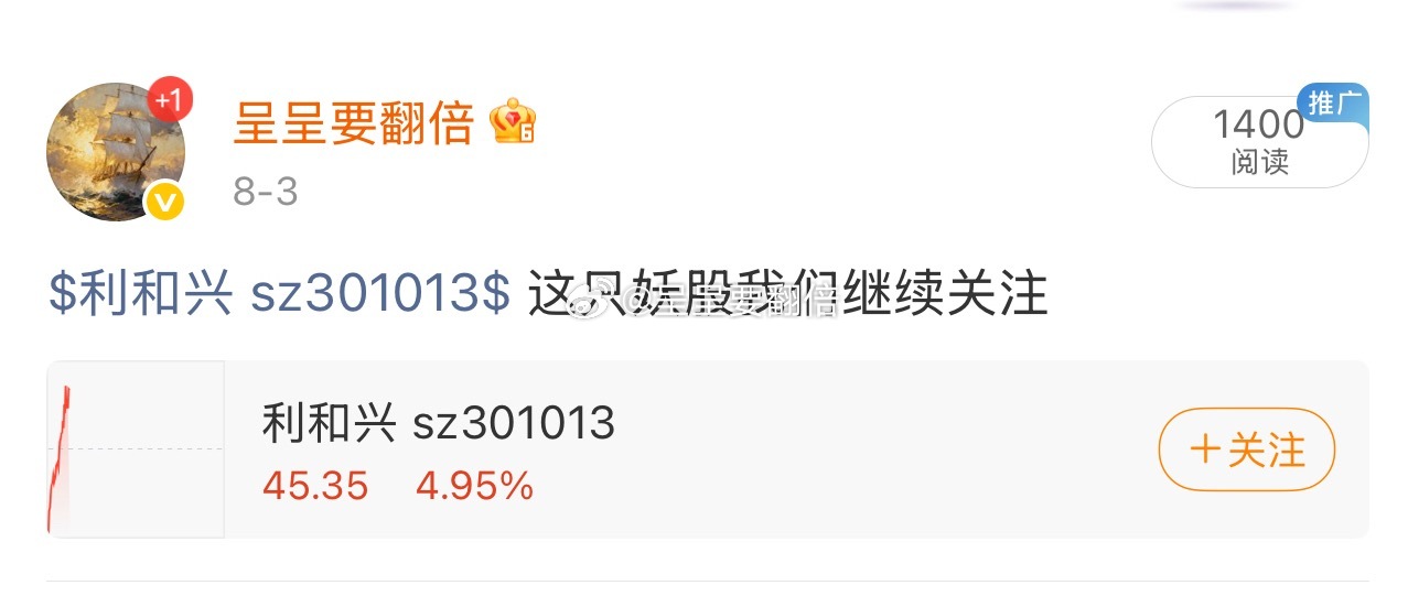 漂亮，我们的$利和兴 sz301013$ 妖股不错，再次拉升4个多点，走势很稳健