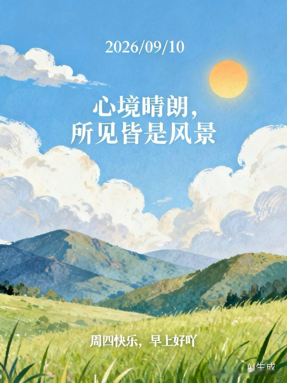 ²⁰²⁶/₀₉.₁₀ 周四｜一键复制发⭕，心境晴朗，所见皆是风景
① 💐 风景