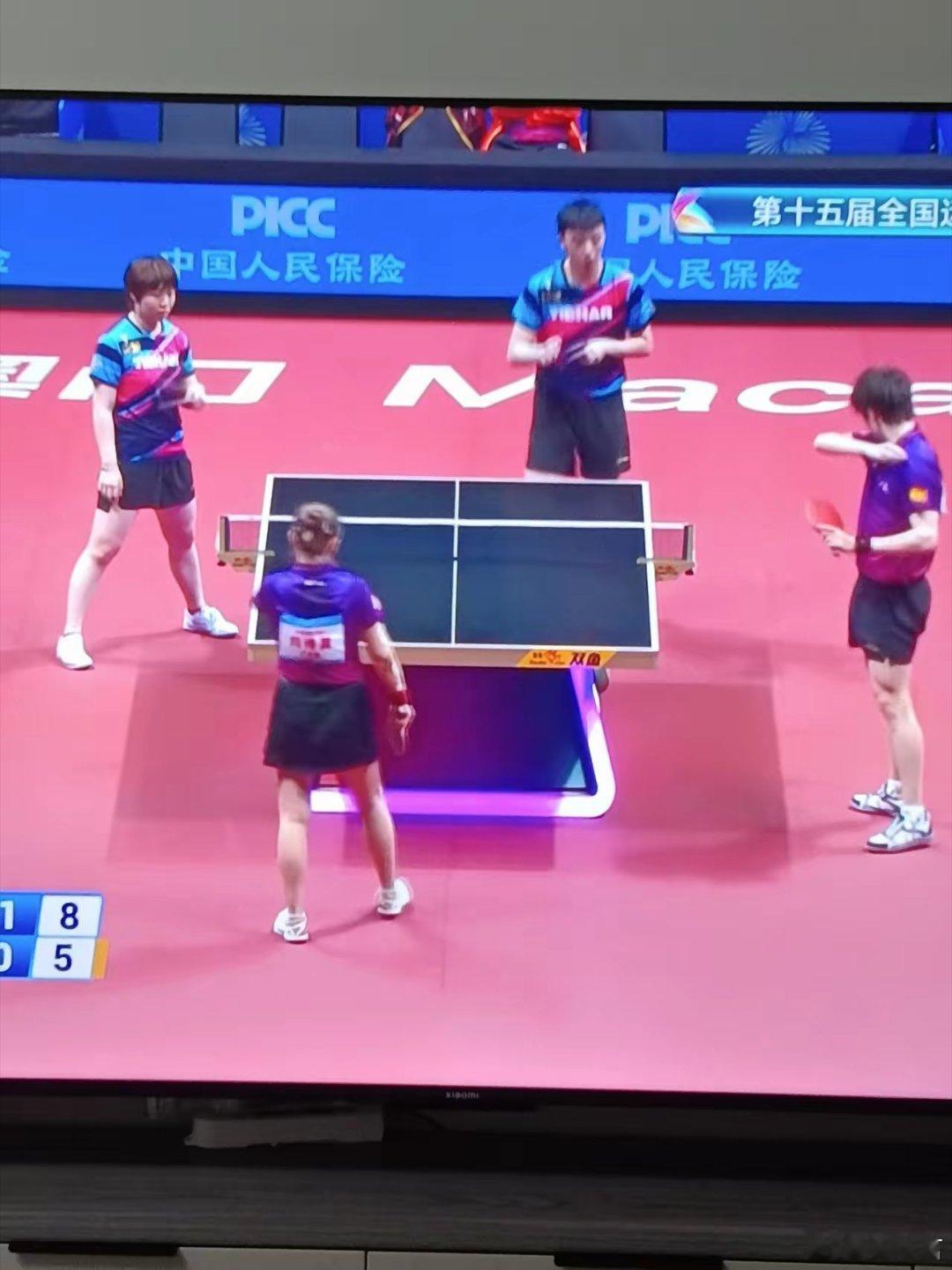 刘诗雯再度出山，混双决赛0：2落后，4：2逆转夺冠。刘诗雯退役多年，本届全运会再