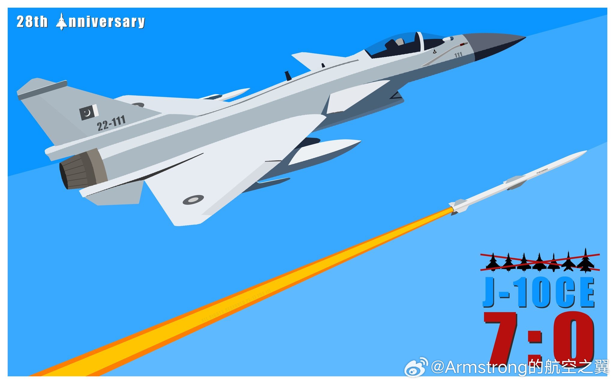 今天歼10首飞成功28周年 巴基斯坦的歼-10首飞28周年纪念海报 