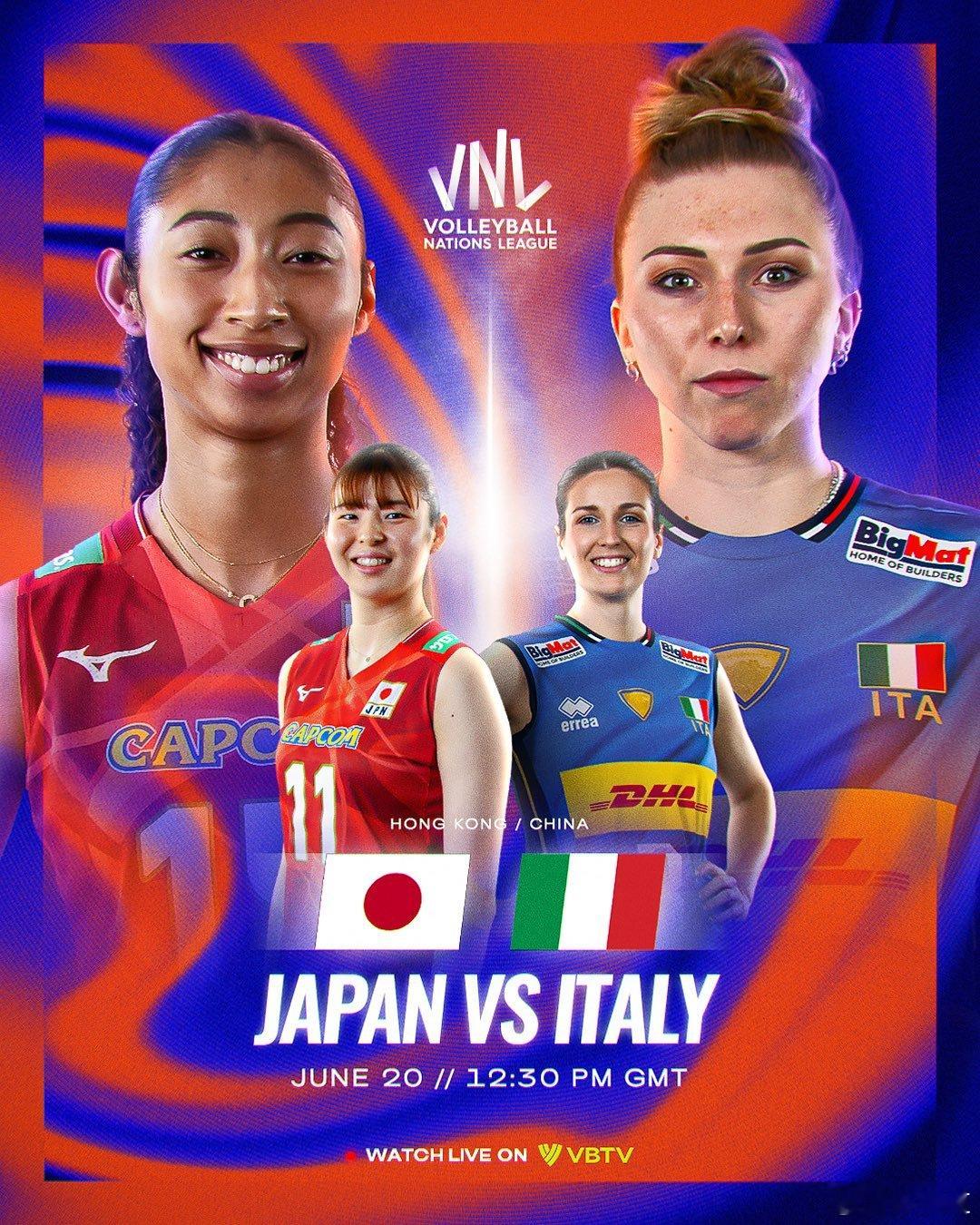 意大利女排vs日本女排2025世界女排联赛20:30，日本女排自从2021年VN