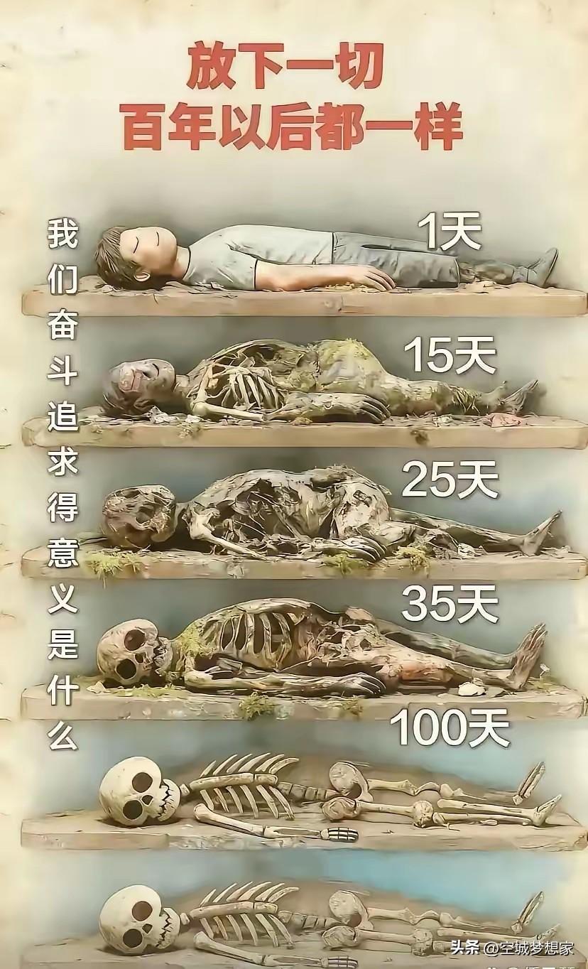 放下一切，百年以后都一样
 
刷到这张图，瞬间就通透了。
 
人生短短几十年，