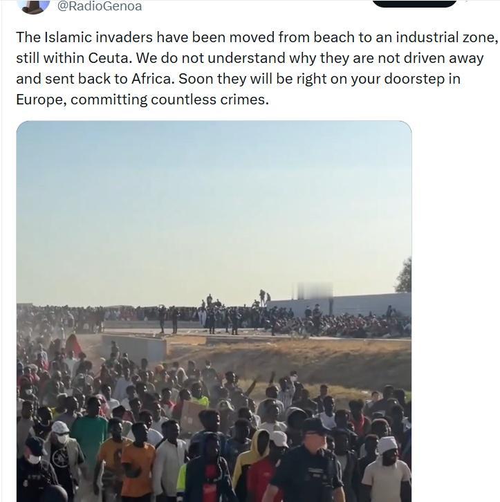 这些“伊斯兰入侵者”已经从海滩被转移到了工业区，但仍然是在休达境内。

我们不明