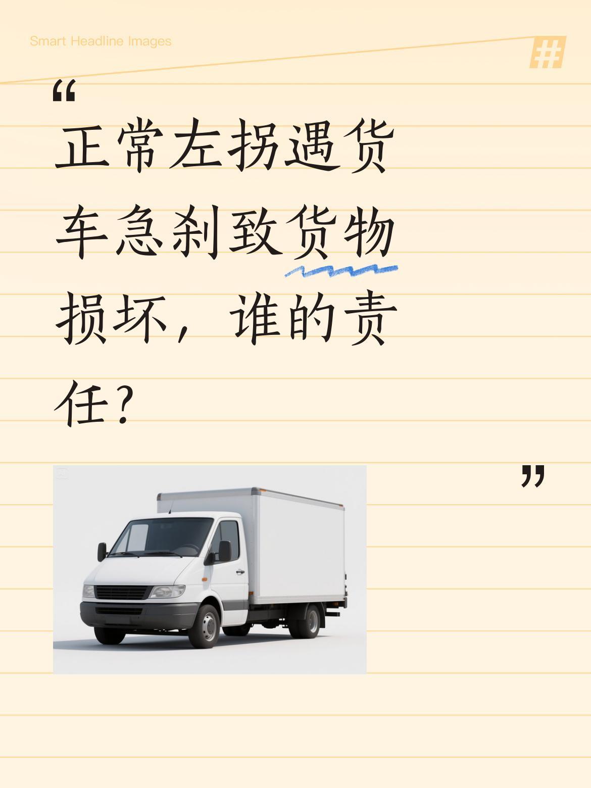 正常左拐遇货车急刹致货物损坏，谁的责任？
有司机朋友分享：自己驾车正常左拐时，一