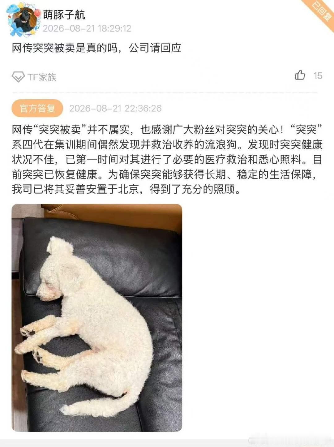 时代峰峻回复突突被卖时代峰峻澄清突突没有被卖 突突还在 