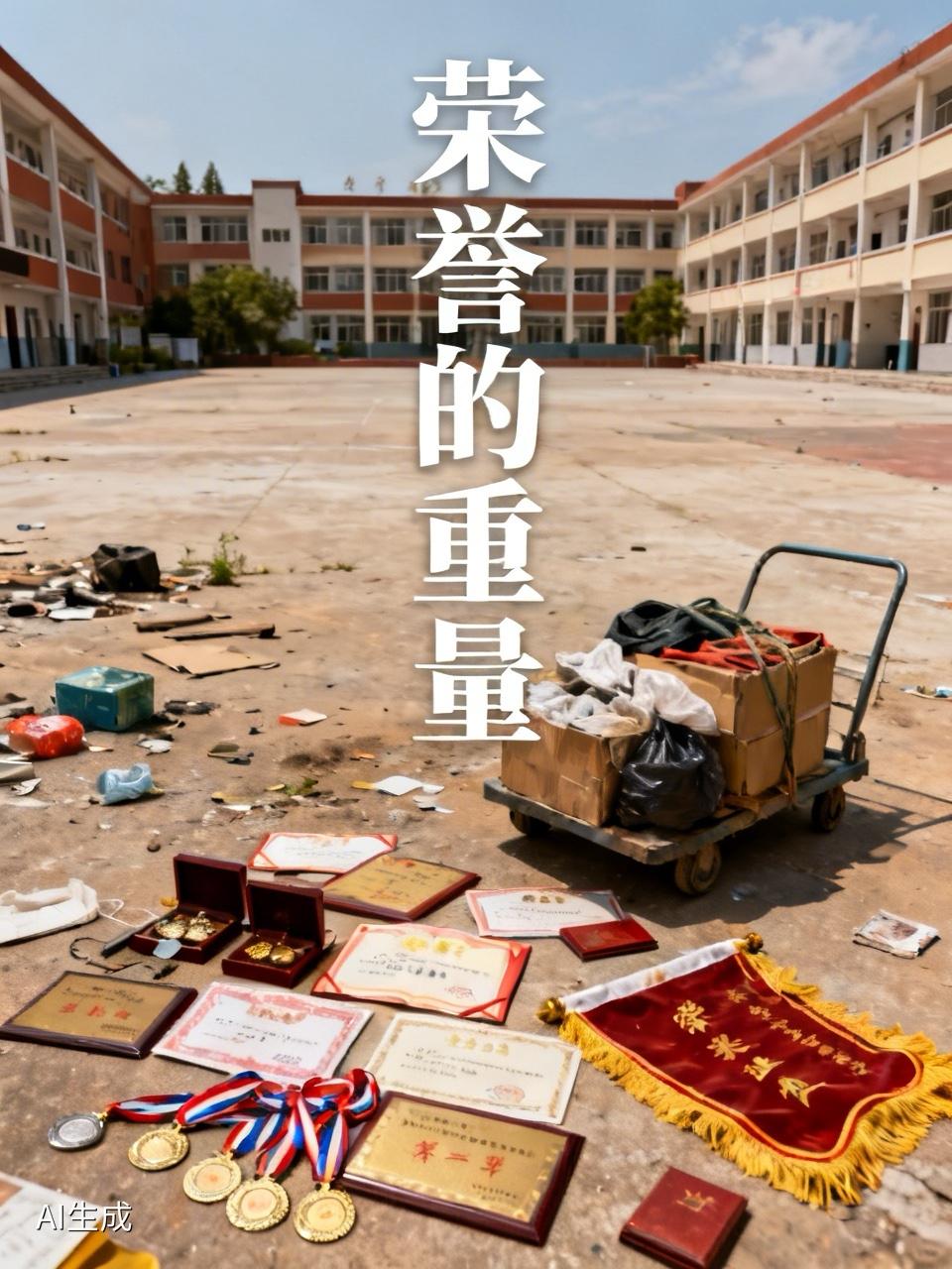 昨天，在网上刷到一张照片，心里有说不出的滋味。  
一所民办学校搬离校区，地上乱