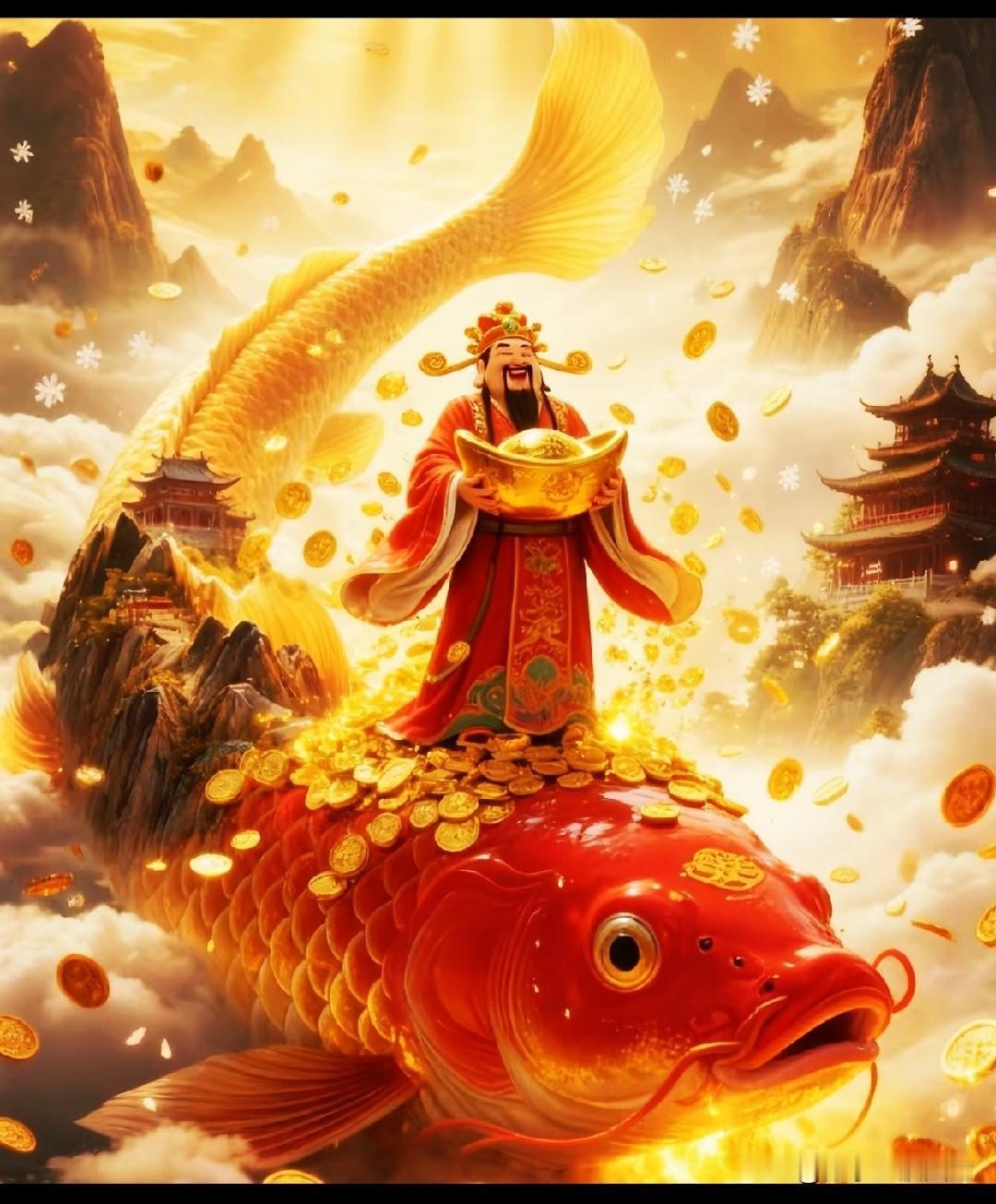 红鲤献瑞，财运亨通。