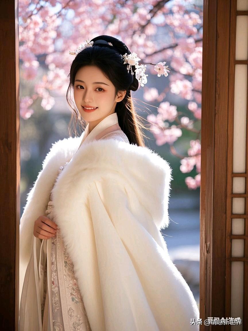 樱花树下，古风佳人，浅笑嫣然。樱花古风照 樱花仙韵少女