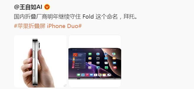 王自如跪求国产厂商：明年守住Fold命名！也是难为王自如了，哈哈哈，今年9月，一