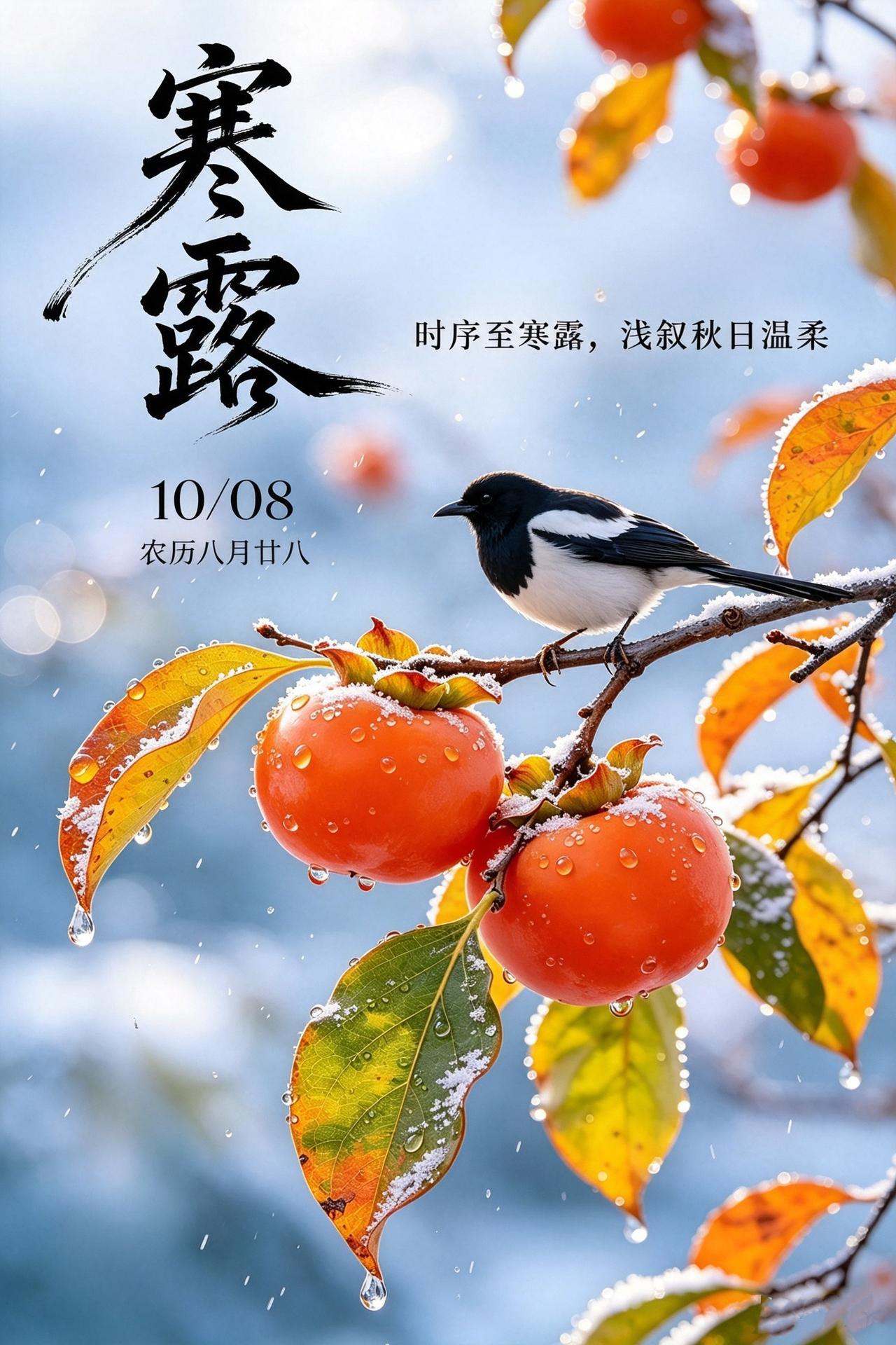 🌾❄️ 寒露过后，便是深秋。2026年的这个节气，像一封写给冬天的信笺。露珠冷