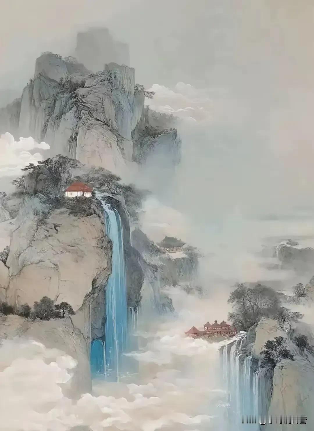 《 人间仙境 》
山峦叠翠，水流潺潺。
山水相依，清悠如画。
云雾缭绕，人间仙境