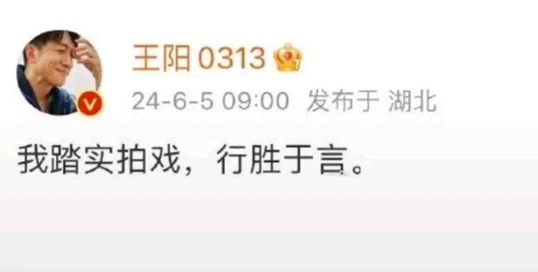 王阳和王一博同时发文了。应该是商量好的。不然不会同时发文。
王阳就寥寥9个字。我