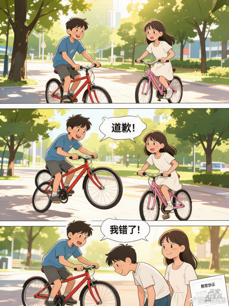 男孩骑走女孩自行车被骂获赔7000只骂了几句，赔了7000块。杭州一男孩看小区里