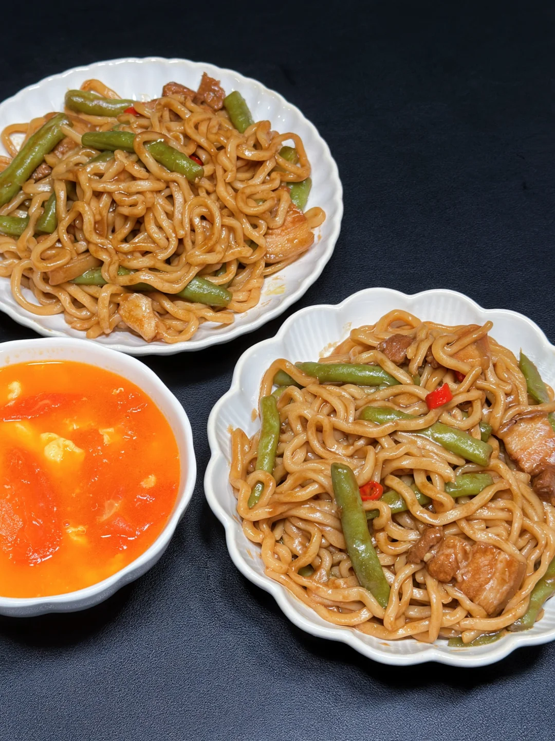 ✅晚餐分享｜豆角焖面➕番茄鸡蛋汤