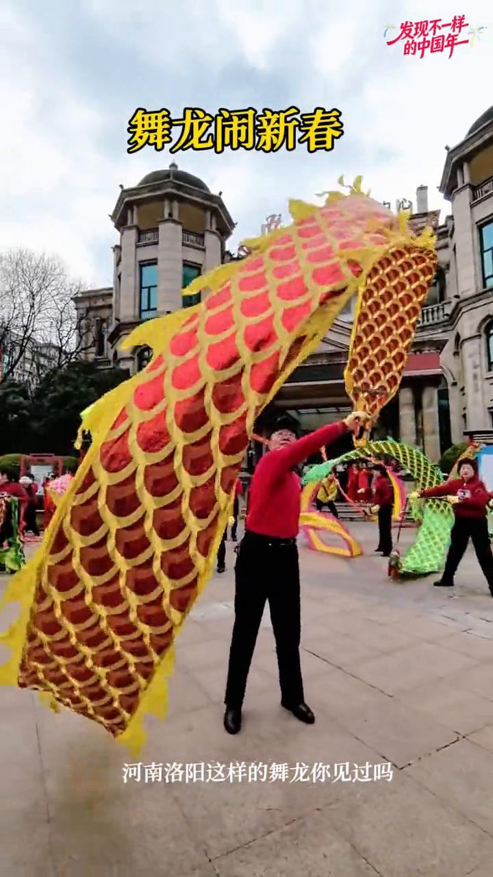 舞龙闹新春。
河南洛阳这样的舞龙你见过吗？