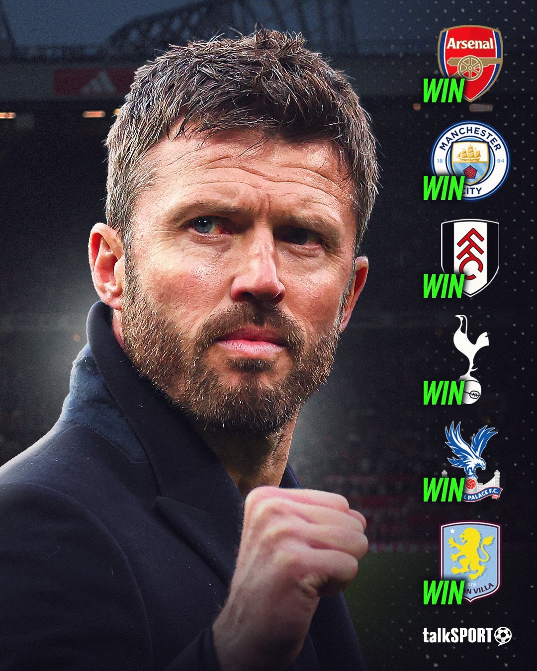 英超曼联 曼联3比1维拉，迈克尔·卡里克成为历史上第四位在前六场英超主场比赛中全