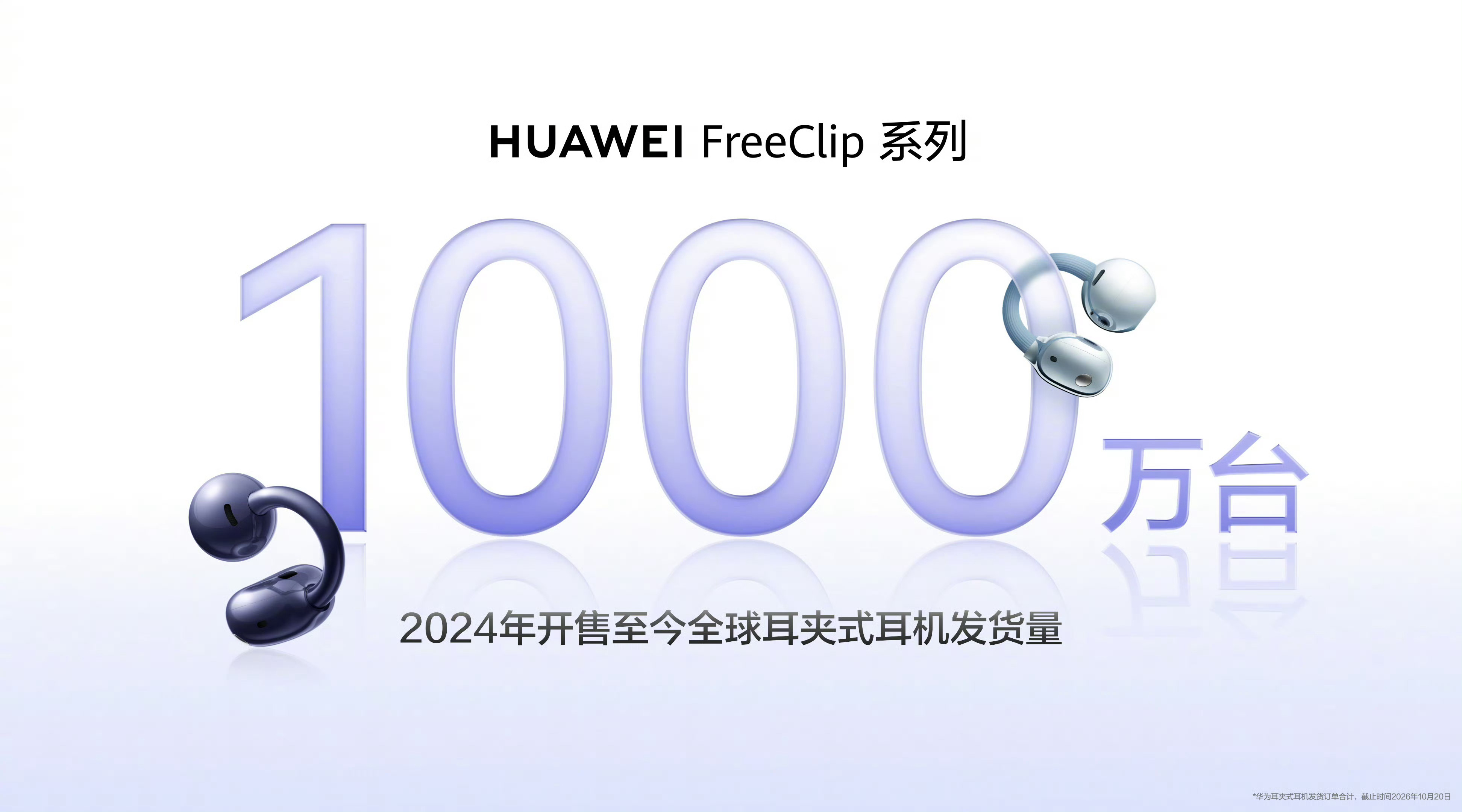 华为FreeClip耳夹耳机累计销量超一千万台，这销量真恐怖啊，从华为第一款耳夹