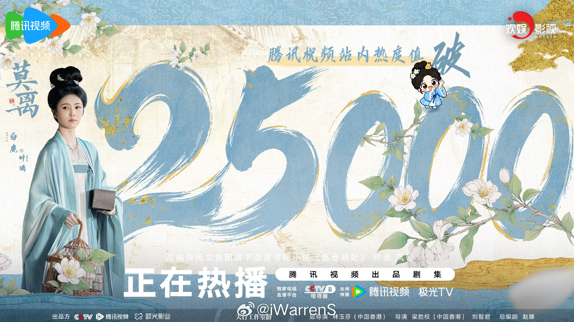 目前莫离腾讯视频站内热度值破25000了，刚去看了白鹿莫离豆瓣短评区，夸白鹿演的