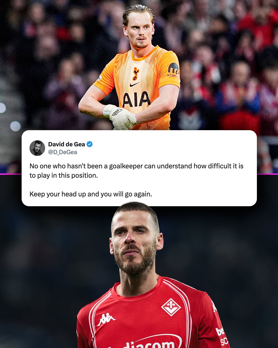 德赫亚：没当过门将的人不懂其中艰难，抬起头，再来过！ 