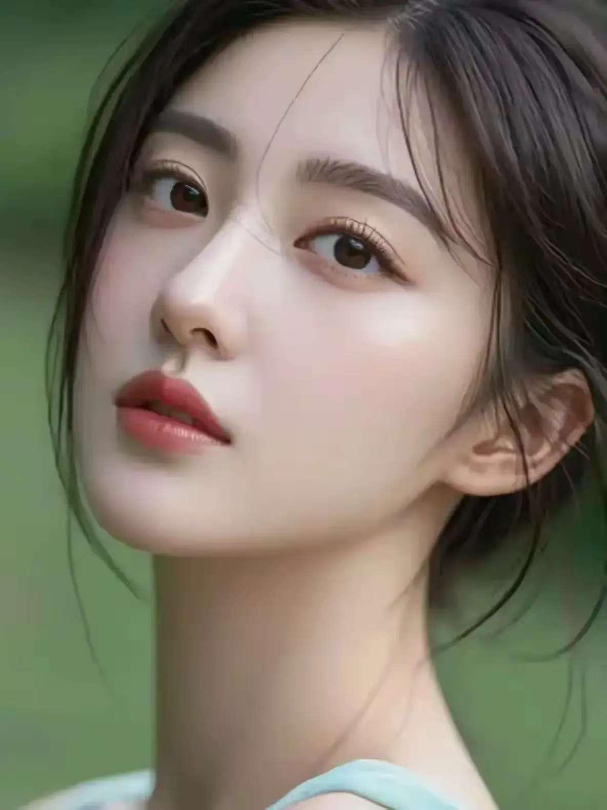 温柔眼神，自然妆容，清新自然，美不胜收！🌸💄🌿🌺