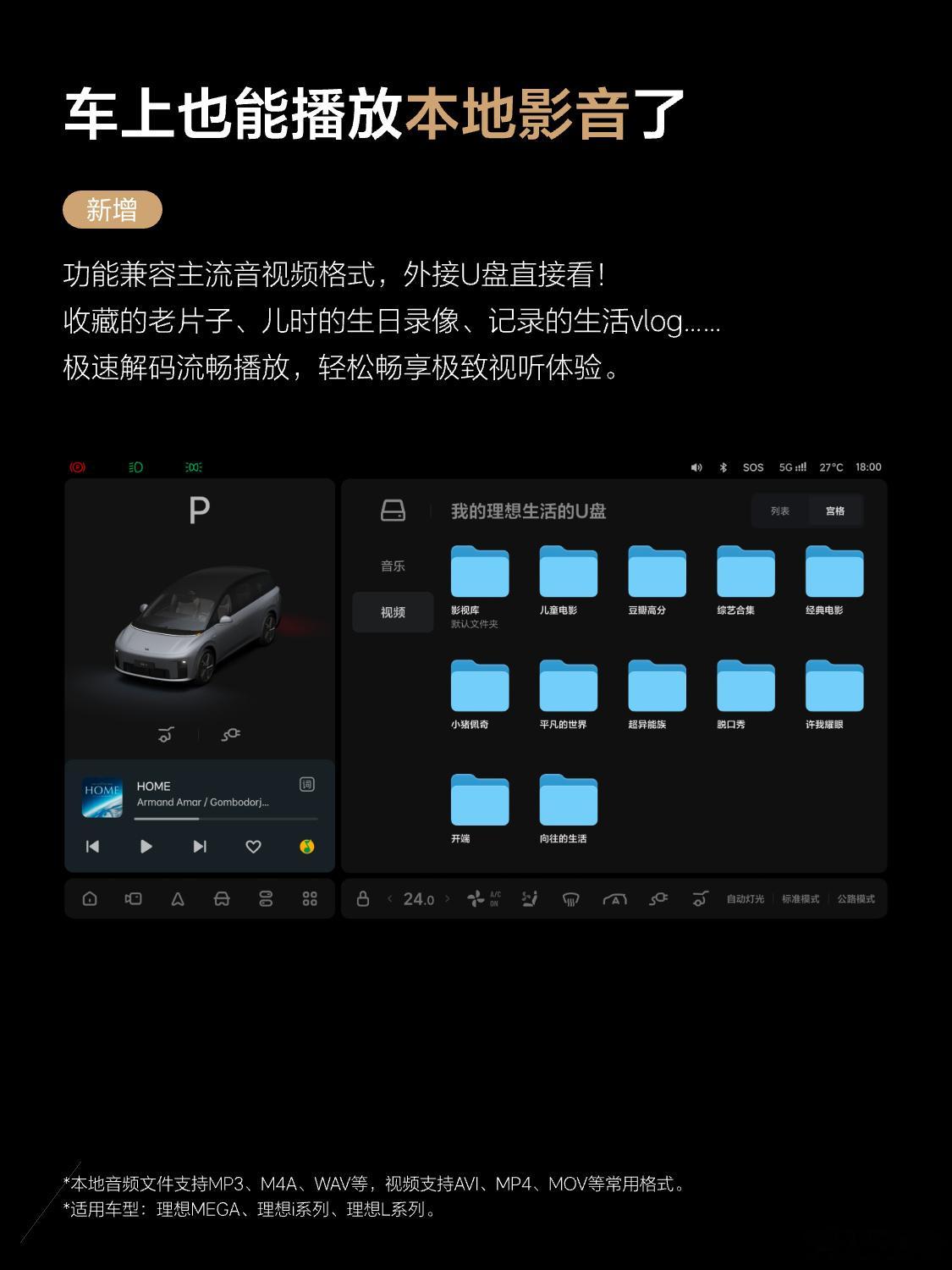 理想OTA 8.3一系列新功能里，我最感兴趣的就是本地多媒体文件播放，终于可以一