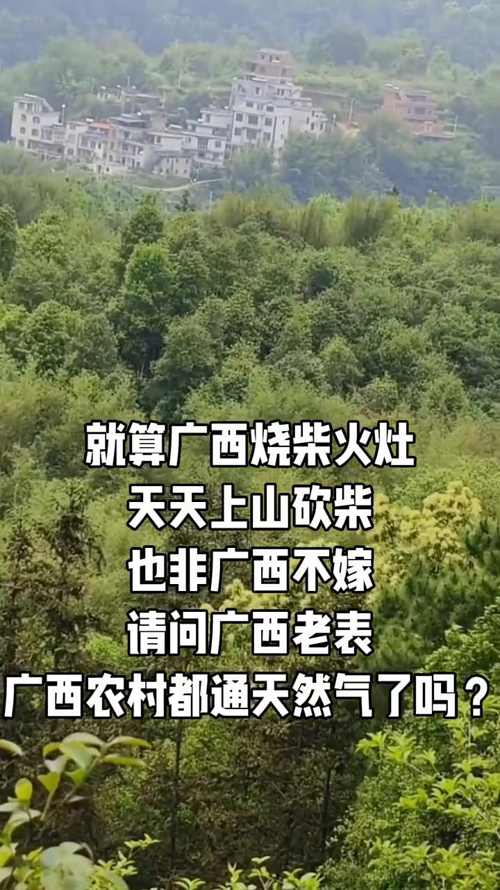 就算广西烧柴火灶，天天上山砍柴，也非广西不嫁。请问广西老表，广西农村都通天然气了