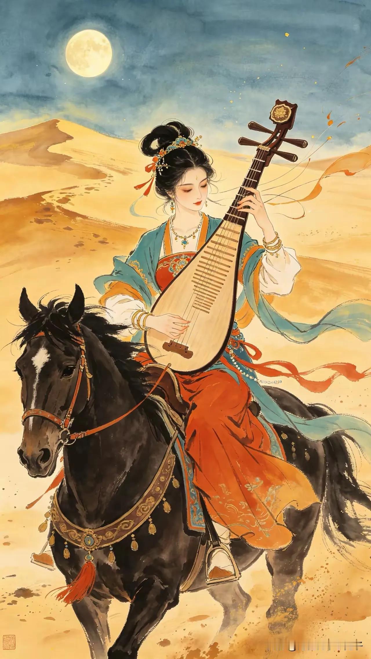 《塞上月》
琵琶马上作边声，
万里黄沙伴月明。
玉指翻飞弦欲断，
不斩楼兰杀不停