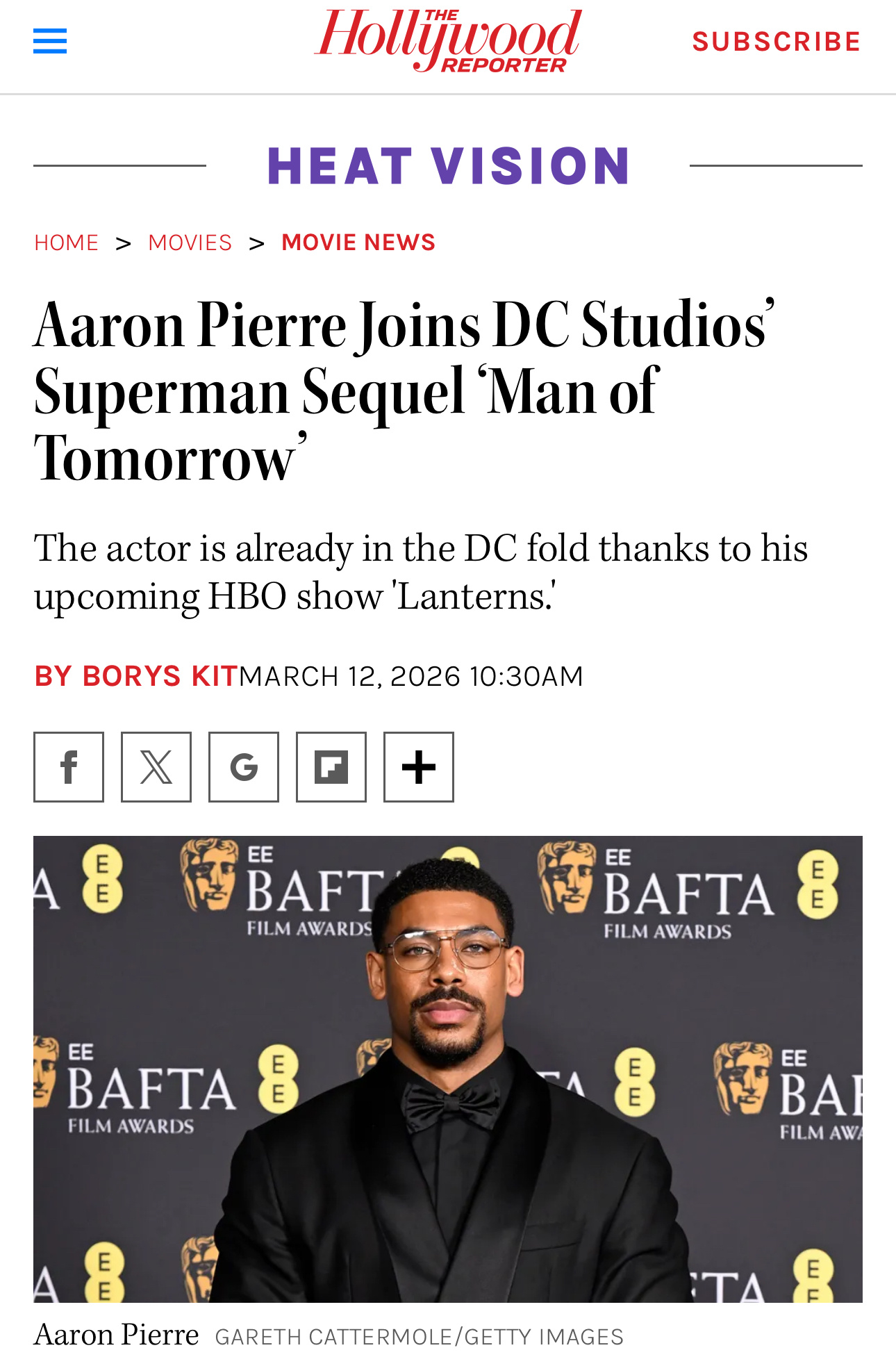 影片相关 接棒登场！据THR报道，HBO剧集《绿灯侠》主演亚伦·皮埃尔确认加盟D