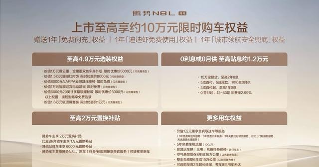 腾势N8L纯电版正式上市30万级纯电大六座战局再升级！腾势N8L纯电版，售价29