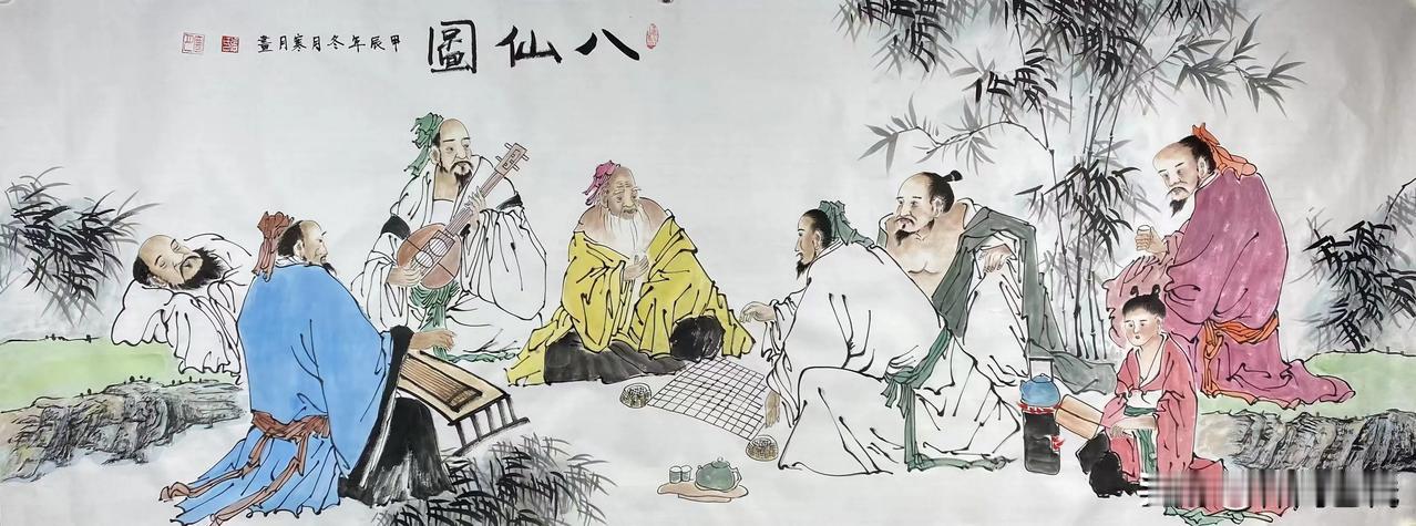 张寒月绘画作品欣赏
美女画家绘画作品
八仙图  180×69厘米