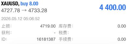 早盘4727附近多单现价来到4733，几分钟时间早餐钱到手。黄金金价