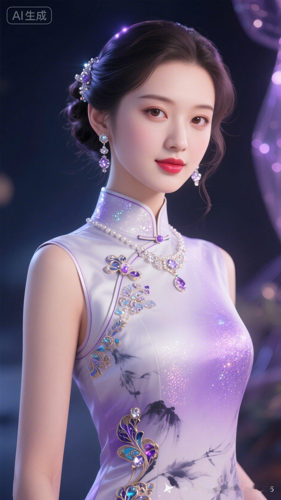 梦幻紫色旗袍，优雅气质，尽显东方美！