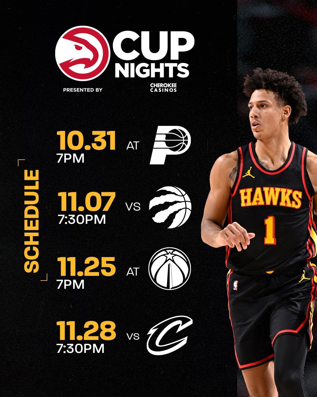 NBA杯赛程更新，今年NBA杯老鹰能否更进一步？Mr.Trae Young，请带