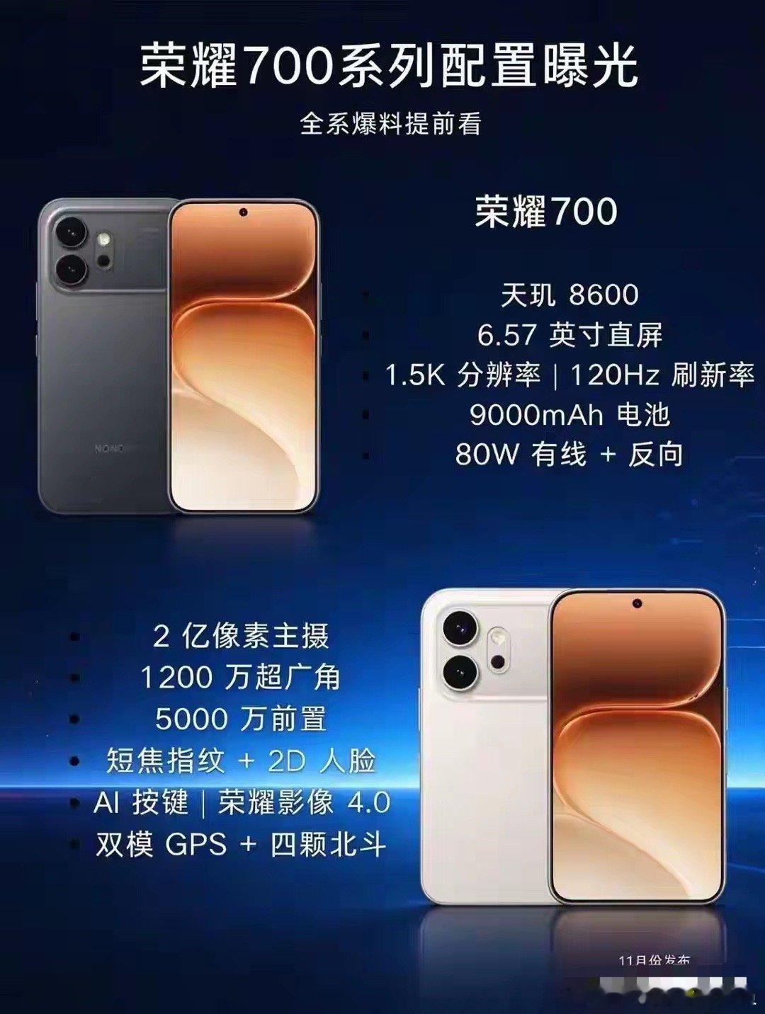 荣耀700标准版完整参数曝光！9000mAh大电池成最大亮点 ​​​