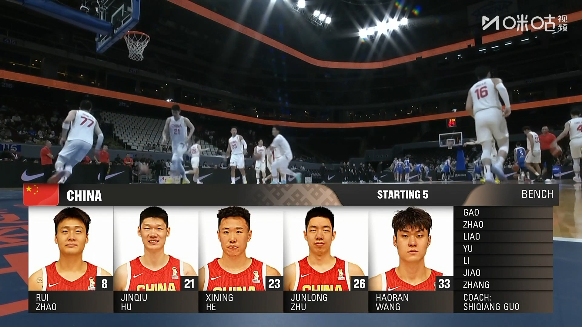 #中国男篮vs中国台北男篮首发# 延续上一场对阵日本首发阵容！赵睿、胡金秋、贺希