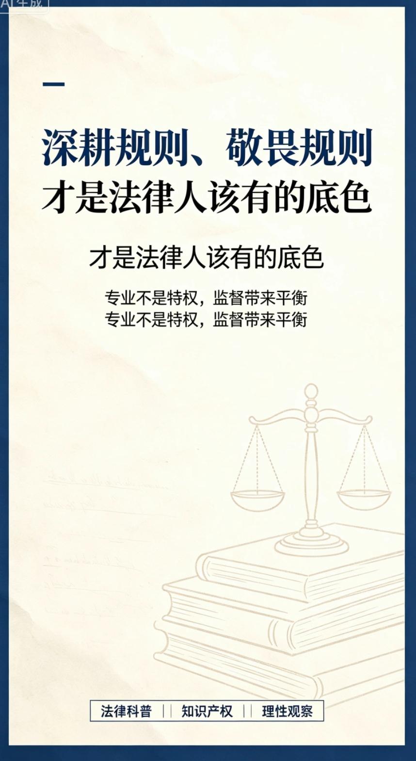 深耕规则、敬畏规则

才是法律人该有的底色
 
最近看到一位知识产权领域律师的从