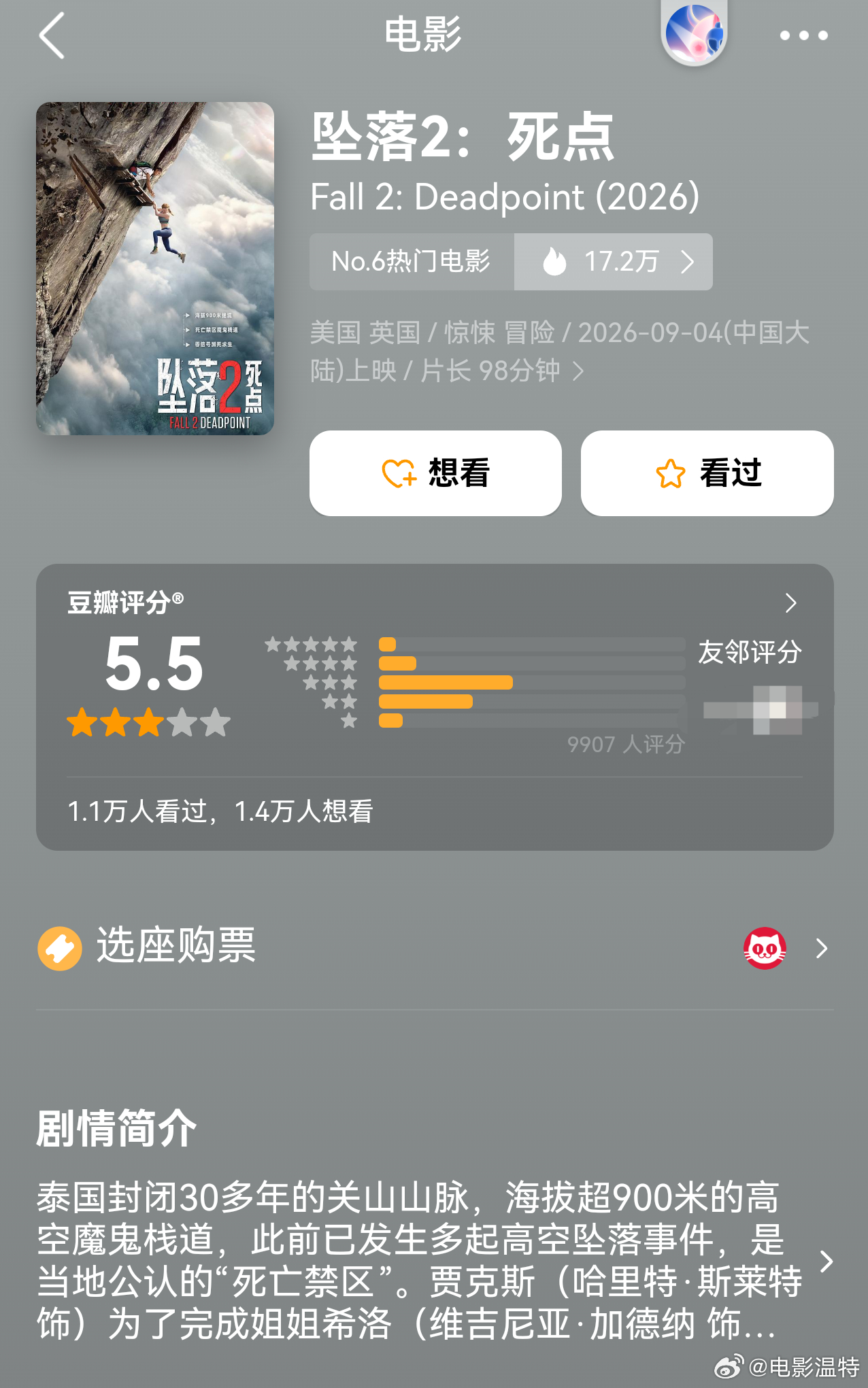 听听温特怎么说 上周新片豆瓣开分《燃烧吧爸爸》6.8分，《怒之杀》5.8分，《坠