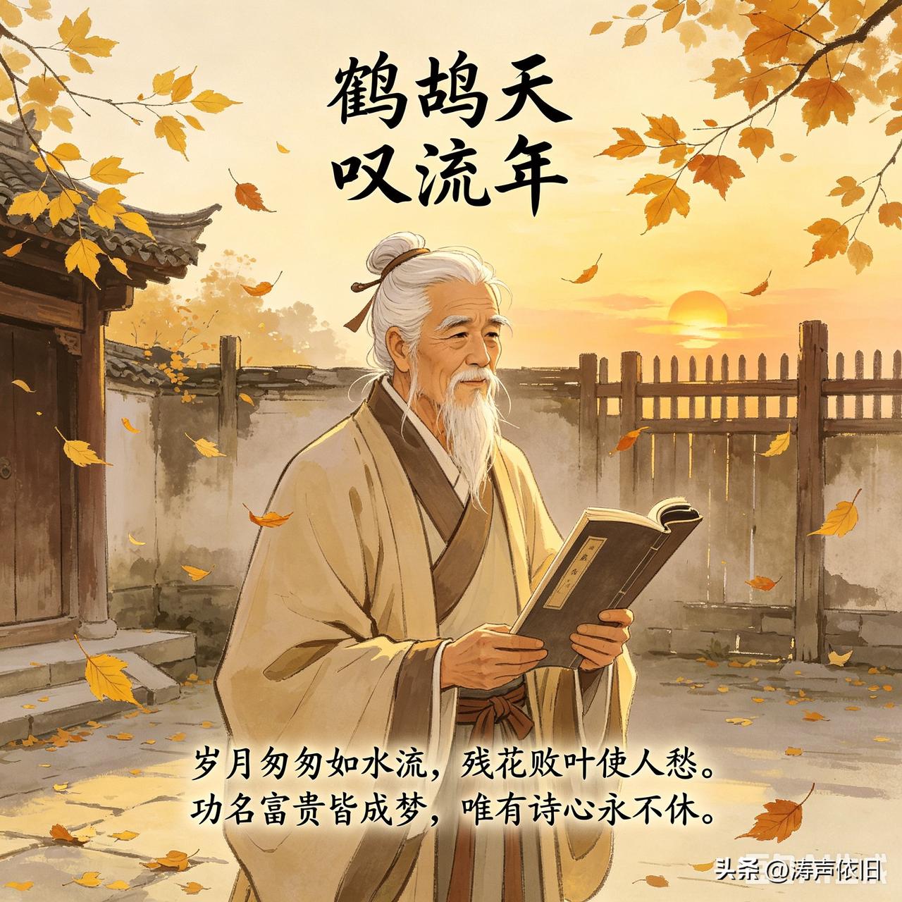 《鹧鸪天·叹流年》
 
弹指光阴逝水潺，
浮生碌碌误清欢。
曾经风月随心醉，
转