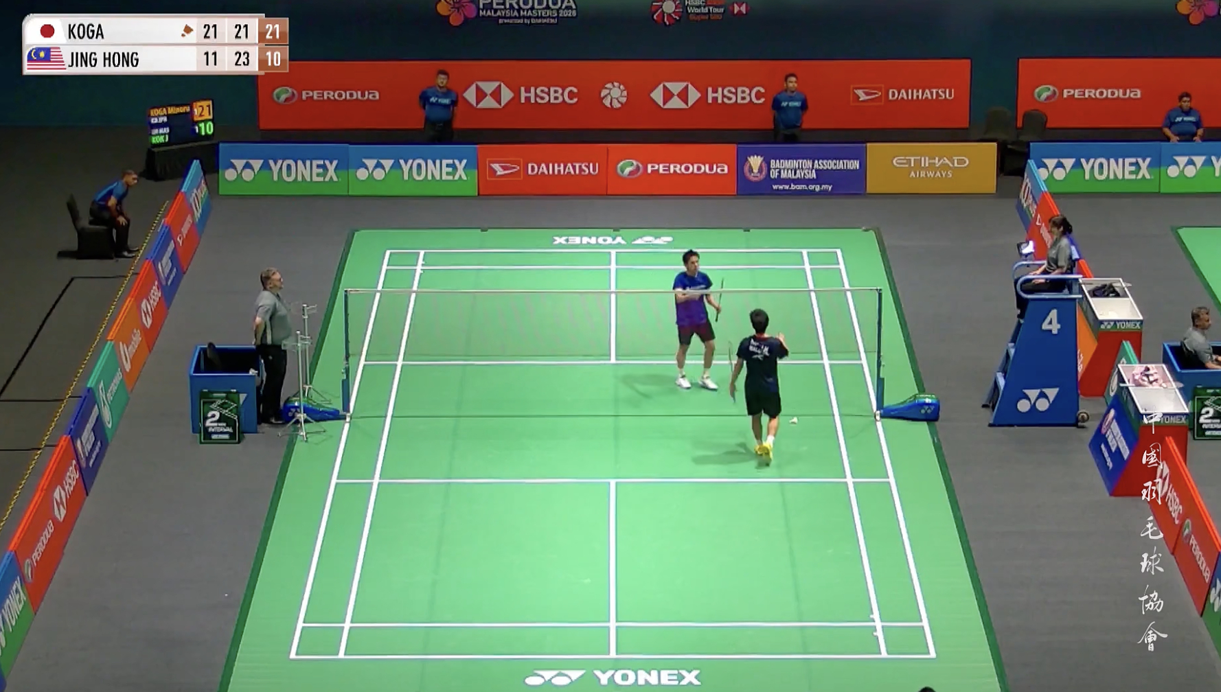 古贺穗🇯🇵 21-11、21-23、21-10 🇲🇾郭景宏正赛：李诗沣?