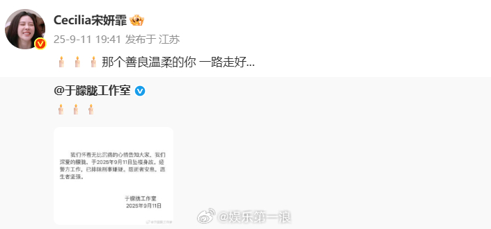 宋妍霏悼念于朦胧宋妍霏 那个善良温柔的你一路走好🕯️🕯️🕯️那个善良温柔的