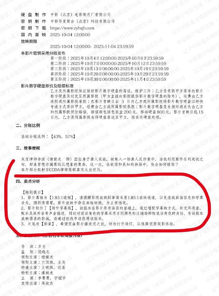请一定通知好各家影院比例要调对！！不要影响观众观感！！！ ​​​