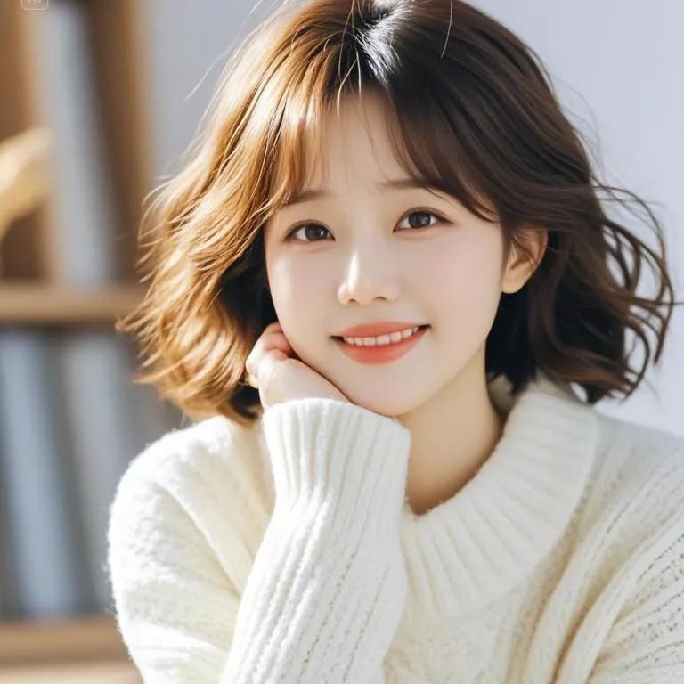 温暖冬日，甜美笑容，浅笑嫣然，暖心女孩。少女感笑容 少女感微笑女孩 温柔娴静小女